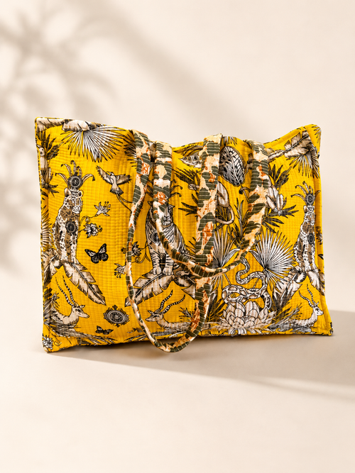 Cabas leopard jaune neutre
