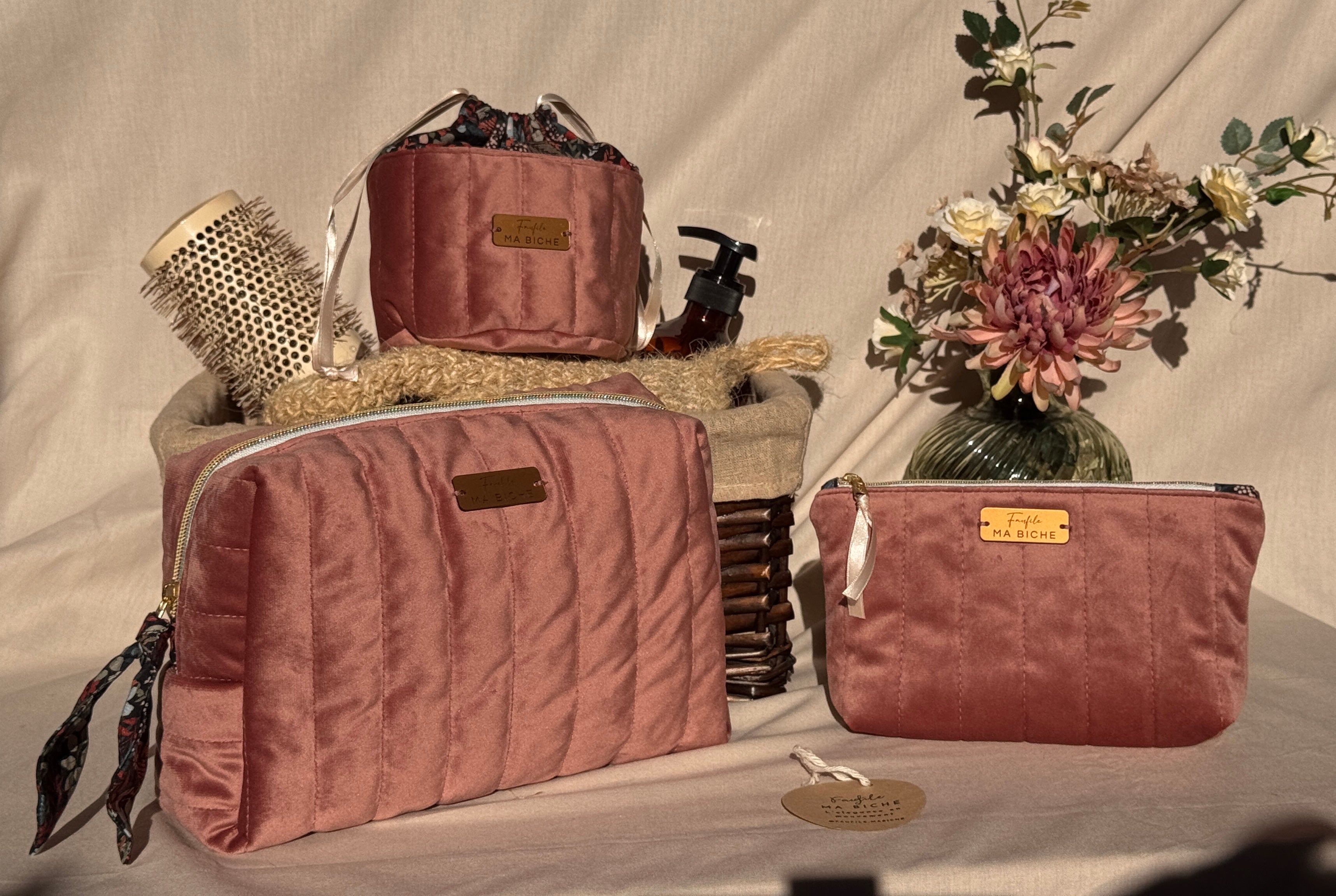 Trousse de toilette Zanzibar - Rose poudré - Elégante et personnalisable
