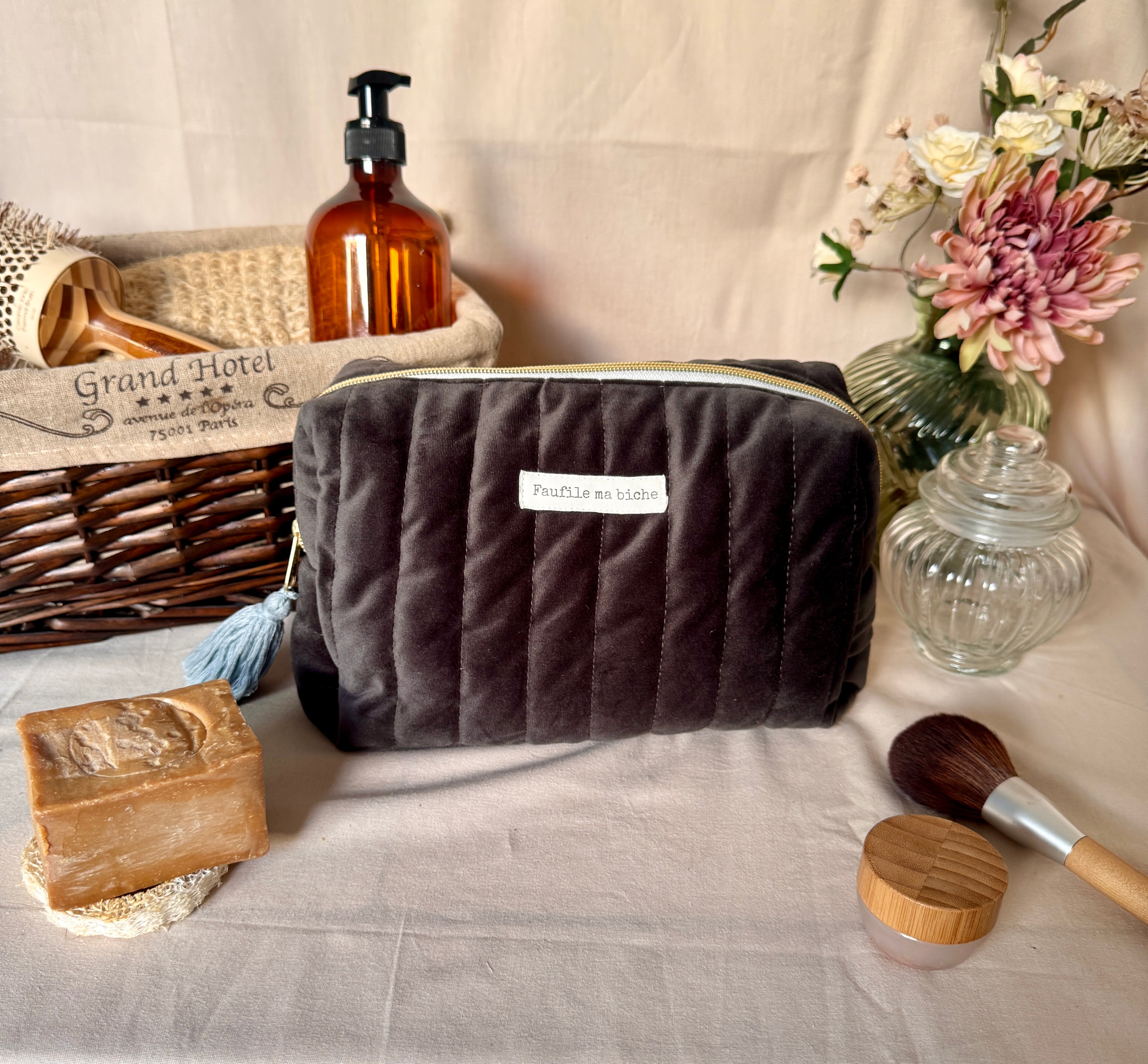 Trousse de toilette Zanzibar - Gris cendré - Elégante et personnalisable
